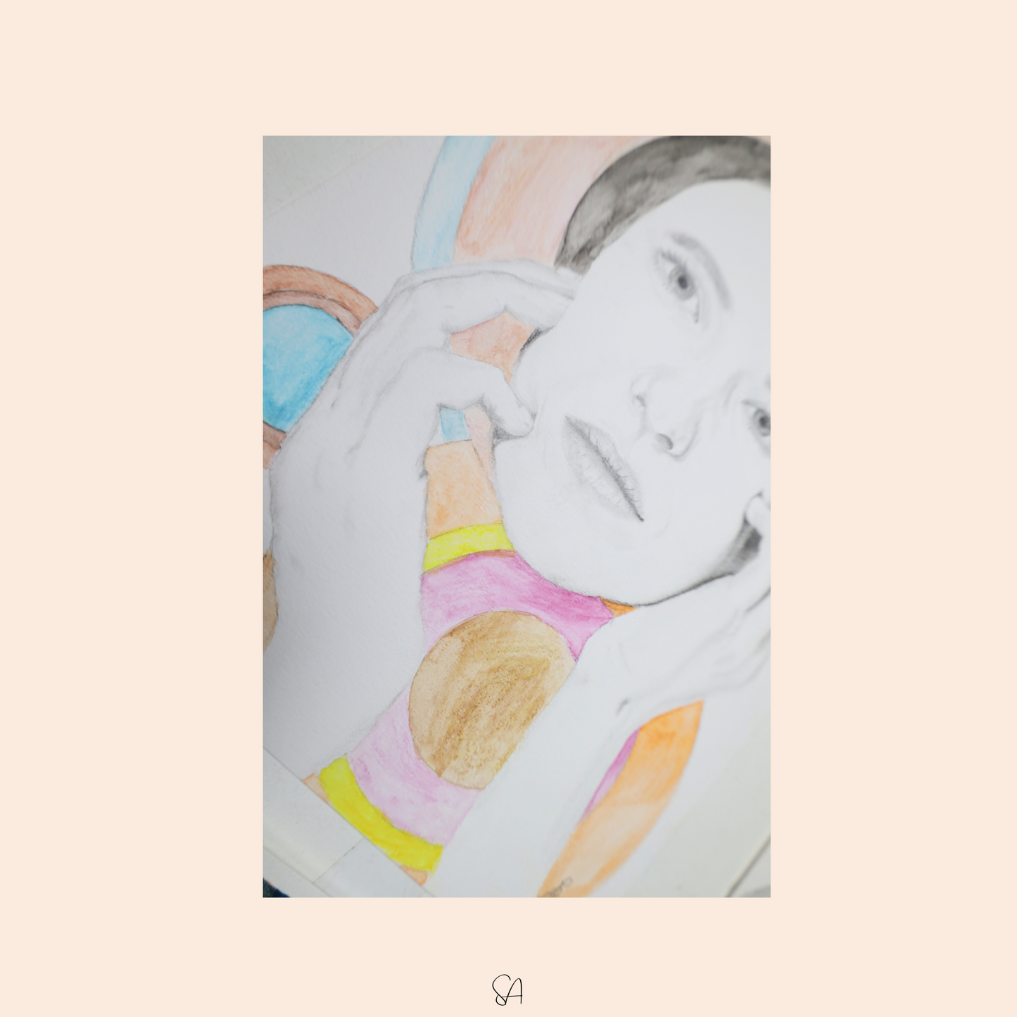Artwork 13 Aquarel en graffiet portrettekening | Sewan Art - Sewan Art #modern figurative painting #kunst schilderij kopen #contemporary wall art living room #original art for sale #kunst kopen # Artwork 13 Aquarel en graffiet portrettekening | Sewan Art