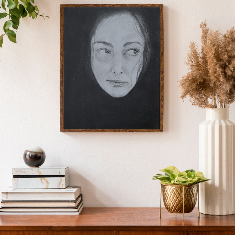 Zelfportret 1 - Sewan Art #modern figurative painting #kunst schilderij kopen #contemporary wall art living room #original art for sale #kunst kopen # Zelfportret 1