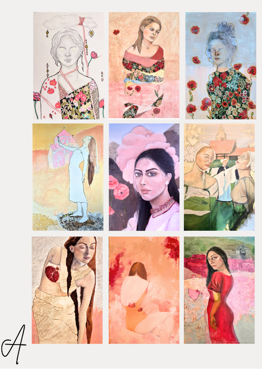 Set of 9 art postcards