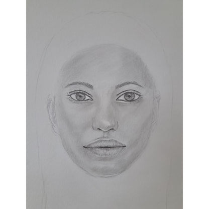 Stage 2 of portrait artwork 8 from Sewan Art, where you see the face without the hair