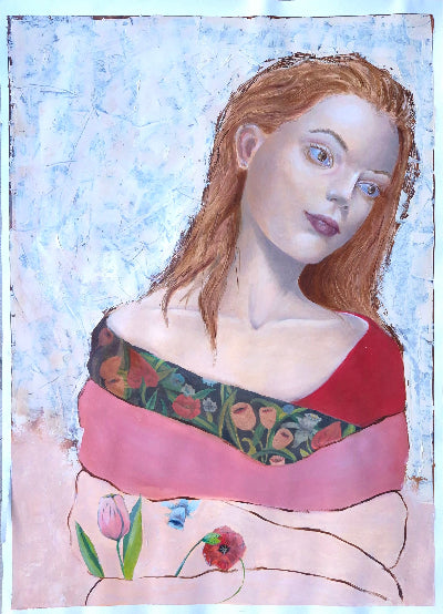 figuratieve kunst, figurative art woman floral memories