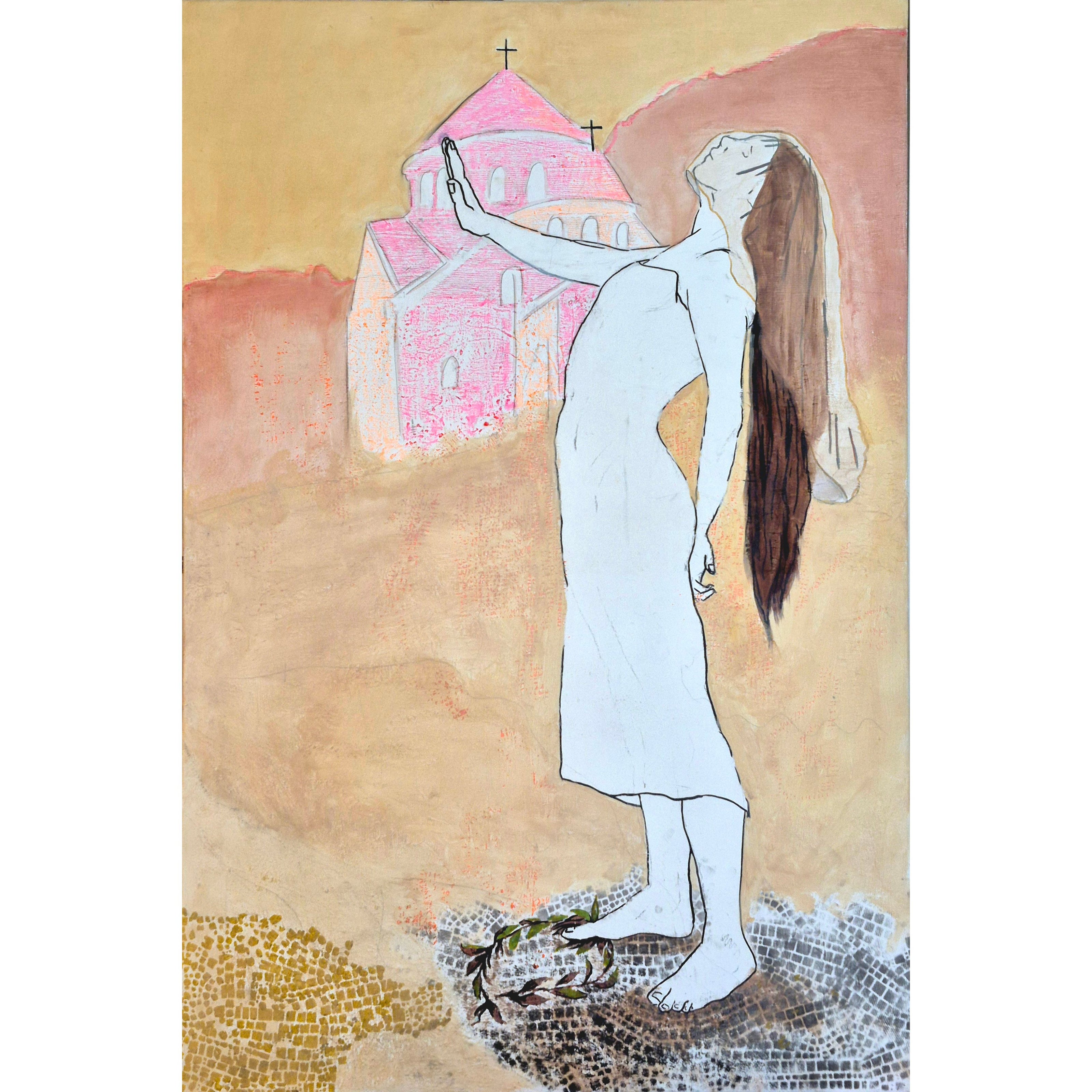 Figuratieve schilderkunst, figuratieve kunst, thema cultuur, identiteit, roze schilderij