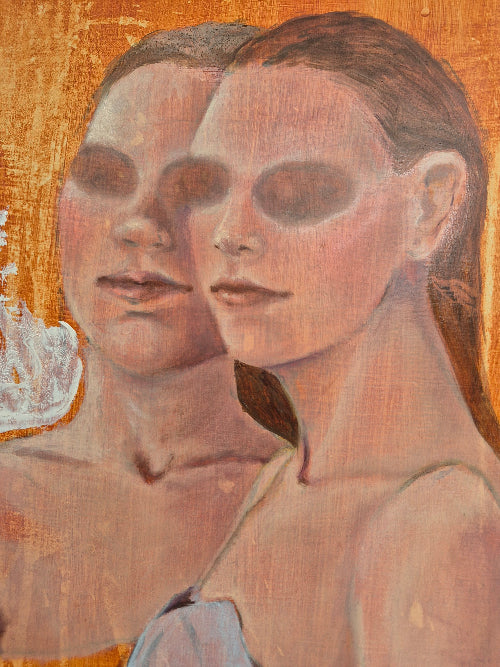 detail of painting, close up face